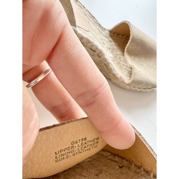 J CREW Corsica Gold Metallic Leather Platform Espadrilles Wedge Sandals, Size 6 - Picture 15 of 16